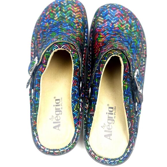 Alegria Women's Clog Seville Ric Rack Rainbow Suede Leather Comfort Mule 10.5-11 - Picture 6 of 9